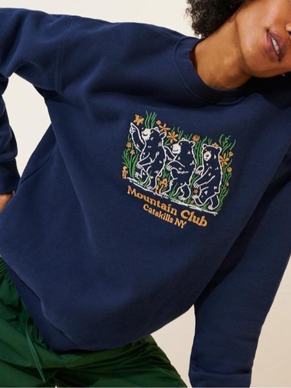 Parks Project x Free People Embroidered Bears Mountain Club Crewneck Sweatshirt